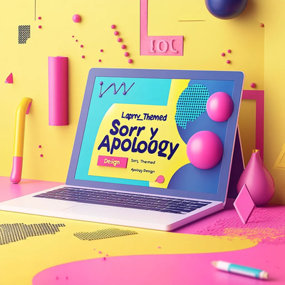 Laptop Sorry Tech-Themed Apology Design - Contemporary Digital Apology Cards for Thoughtful Personal and Business Messages