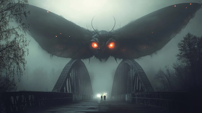 Mothman Harbinger of Dread - Atmospheric Urban Legends Horror Art for Dark Creative Projects