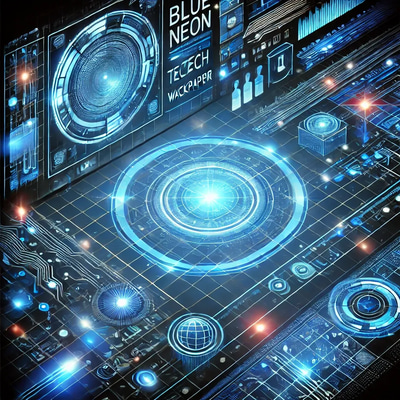 Blue Neon Tech Glow Wallpaper - Futuristic Tech Vibe for Digital and Creative Spaces