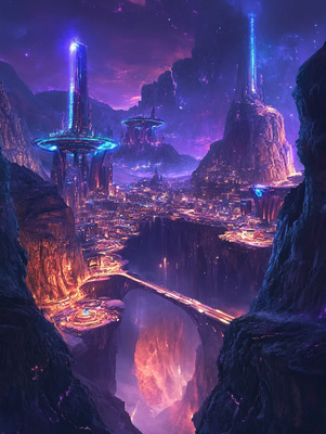 Alien Cityscape - Futuristic Sci-Fi Digital Art for Visionary Creators and Space-Themed Projects