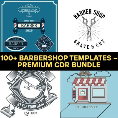 100+ Barbershop Templates Premium CDR Bundle - Versatile Marketing Graphics for Barbers and Stylists