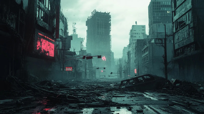 Desolate Post-Apocalyptic Landscape Illustration - Cinematic Sci-Fi Art for Immersive Creative Projects