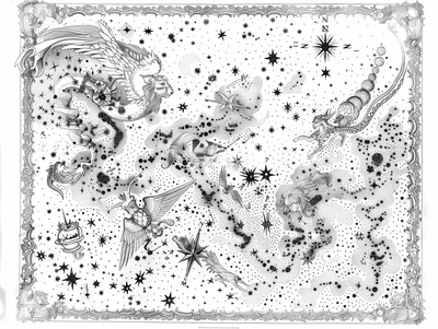 Constellation Map Coloring - Intricate Space & Astronomy Coloring Pages for Relaxation and Creative Exploration