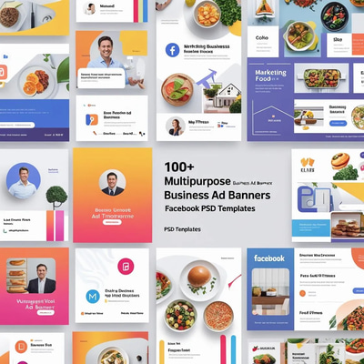 100+ Multipurpose Business Ad Banners - Facebook PSD Templates - Versatile BlueWave Studio Ads for Impactful Social Campaigns