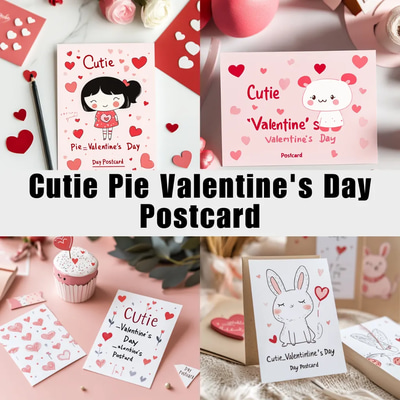 Cutie Pie Valentine's Day Postcard - Charming Romantic Greeting for Heartfelt Love Notes and Seasonal Wishes