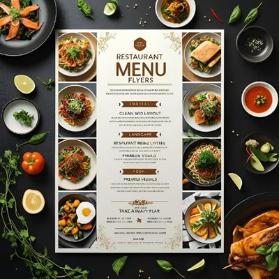 Landscape Restaurant Menu Flyers - Customizable Promo Templates for Stylish Dining Promotions and Marketing Campaigns