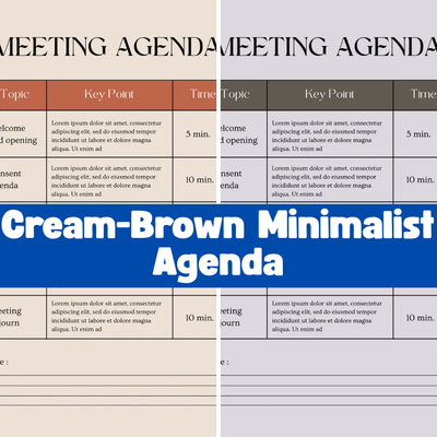 Cream Brown Minimalist Agenda - Clean Professional Meeting & Memo Templates for Business Presentations