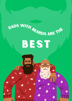 Dads with Beards Father's Day Greeting - Warm & Stylish Cards to Celebrate Dad's Unique Charm and Love