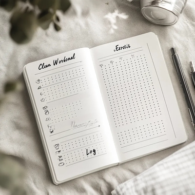 Elegant Exercise Journal - Clean Workout Log - Streamlined Fitness Planner for Health and Wellness Enthusiasts