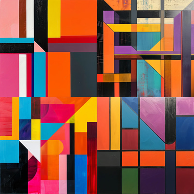 Hard Edge - Bold Intersecting Lines - Vibrant Abstract Art for Modern Creative Spaces and Visual Impact