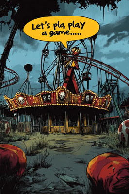 Haunted Carnival Comic Art - Dark Horror Comic Illustrations for Spooky Storytelling and Creative Projects