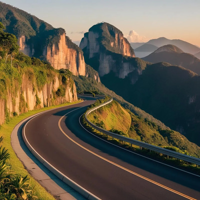 GlobeQuest Footage Brazil Mountain Highway - Epic Road Trip Cinematic Stock Video for Travel and Adventure Creators