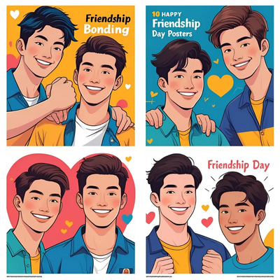 10 Friendship Day Posters - Vibrant Bonding PSD Bundle - Colorful Marketing Templates for Engaging Social Campaigns and Brand Promotion