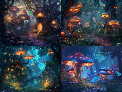Feylight Grove - Bioluminescent Wonderland - Enchanting Digital Environmental Illustrations for Creators and Storytellers