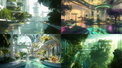 Edenrise Floating Arboreal Metropolis - Sci-Fi Digital Environment Art for Immersive Worldbuilding and Creative Projects