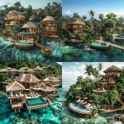 Elysian Sands Private Island Retreat Concept Art - Immersive Architectural Concept Art for Creators and Designers