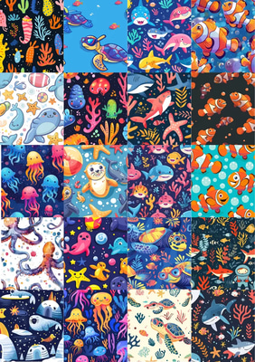 150 Marine Biodiversity Bundle - Aqua Marine & Sea Patterns Collection for Designers and Creatives