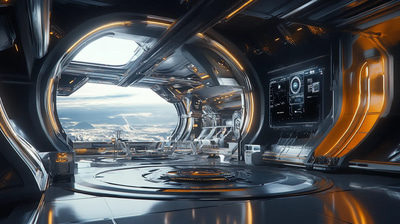 Celestial Gate Arcane Spaceport Nexus - Fantasy Environment Art for Immersive Worldbuilding and Game Design