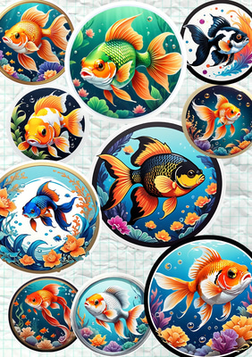 Ocean Treasures Fish Set - Vibrant Animal Stickers for Creative Projects and Personal Expression