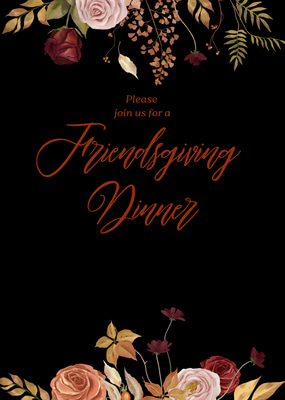 Aesthetic Floral Friendsgiving Dinner Invitation - Elegant Autumnal Design for Warm Gatherings and Memorable Celebrations