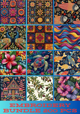 200 Boho Embroidery Patterns - Organic Textured Fabric Designs for Creative Crafters and Designers 2025