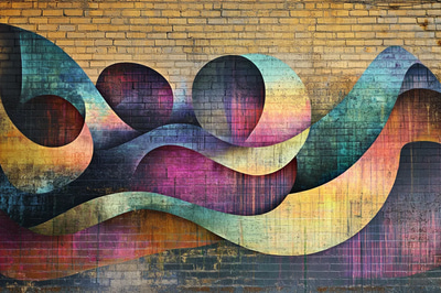 Flowing Wild Style Mural - Vibrant Urban Graffiti Art for Creative Spaces and Street Culture
