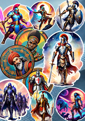 Warrior Spirit Sticker Pack - Fantasy-Themed Premium Sticker Set for Creative Projects and Personal Expression