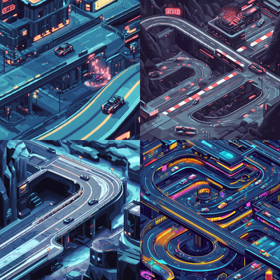 Futuristic Racing Track Pixel Art - Isometric Pixel Art for Game Developers and Digital Creators