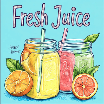 Fresh Juice Pinterest Pin - Trendy Social Media Template for Engaging Ads & Brand Growth