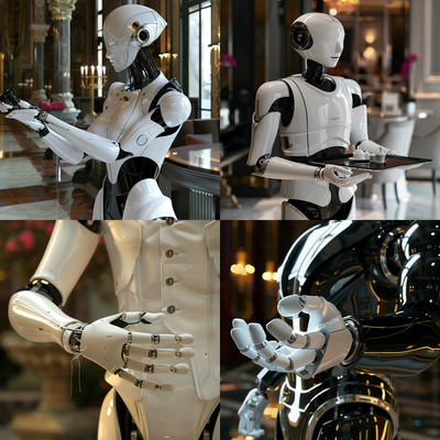 AristoBot Luxury Domestic Assistant Concept - Futuristic Mechanical Robotics Art for Innovators and Designers