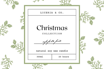 Minimalist Christmas Candle Label Green White - Sleek Seasonal Packaging Template for Professional Branding and Festive Products
