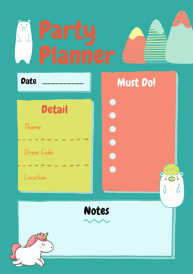 Cartoon Craze Playful Party Organizer - Creative Event Planner Templates for Fun and Efficient Celebrations