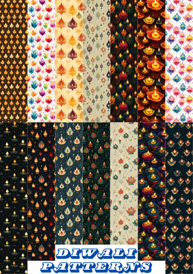 Festive Diwali Celebration Patterns - Sacred Mandala and Spiritual Designs for Vibrant Holiday Decor and Creative Projects