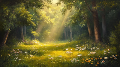 Summer Forest Glade - Serene Landscape Art for Tranquil Home and Office Decor
