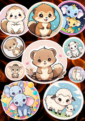 10 pcs Baby Animals Bundle - Charming Animal Sticker Collection for Personal and Creative Projects