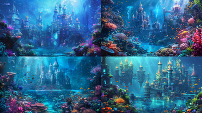 Abyssal Dominion Coral Spire Kingdom - Immersive Digital Concept Environments for Creative Artists and Game Designers