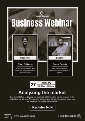 Business Webinar Poster Blue Yellow Layout - Professional Educational Poster and Training Manual Template for Engaged Learning and Brand Impact