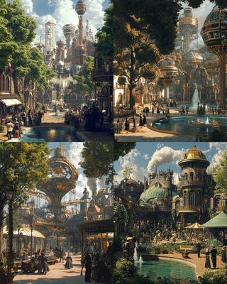 Gearbloom Gardens Mechanical Oasis - Steampunk Fantasy Art for Creative Worlds and Storytelling