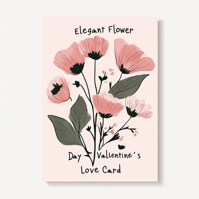 Elegant Flower Valentine's Day Love Card - Refined Romantic Greeting for Heartfelt Connections and Lasting Impressions