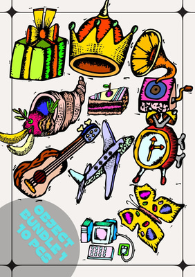 10+ Mixed Objects Clipart Bundle - Versatile Vector Elements for Creative Projects and Marketing Designs