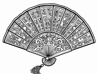 Ideogram Fan Coloring Page - Intricate InkJoy Creations Ideogram Design for Relaxation and Creative Expression