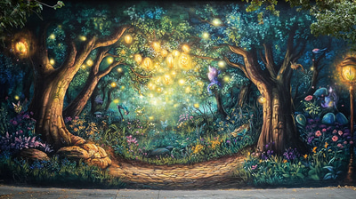 Enchanted Forest Mural - Immersive Graffiti Wall Art for Urban Creatives and Modern Spaces 2025-2026