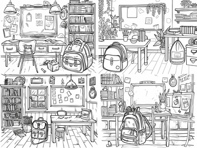 Classroom Scene Coloring - Educational Coloring Pages for Engaging Learning and Creative Classroom Activities