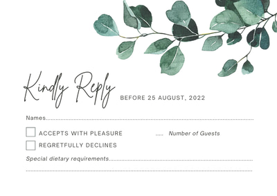 Eucalyptus Greenery RSVP Template - Elegant Business & Event Invitation Design for Professional Communications