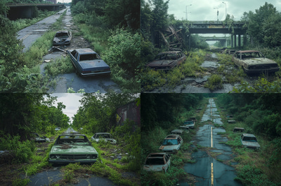 Asphalt Vein - Forgotten Arterial Road - Immersive Digital Post-Apocalyptic Environment Art for Creators and Storytellers