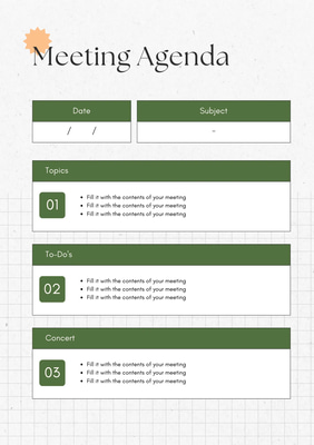 Beige Green Vintage Agenda Document - Classic Business Memo & Meeting Template for Professional Presentations