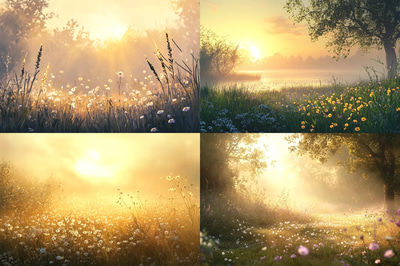 Peaceful Sunrise Over a Meadow - Serene Nature Wall Art for Calm, Inspirational Spaces and Creative Decor