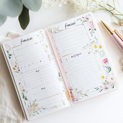 Feminine Feeds Weekly Meal Organizer - Elegant Nutrition Planner for Health-Conscious Women and Busy Lifestyles