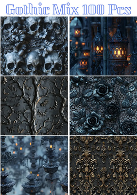 100 Dark Romance Gothic Patterns - Vintage-Inspired Retro Weave Textures for Designers and Creative Projects