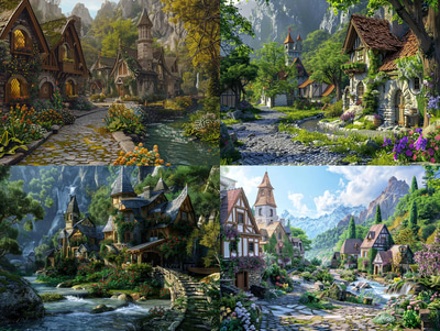 Hearthglen Storybook Valley Hamlet - Enchanting Digital Concept Environments for Fantasy Creators and Storytellers